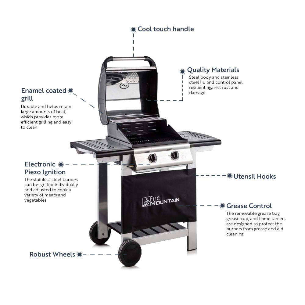 Fire Mountain Everest 2 Burner Gas BBQ