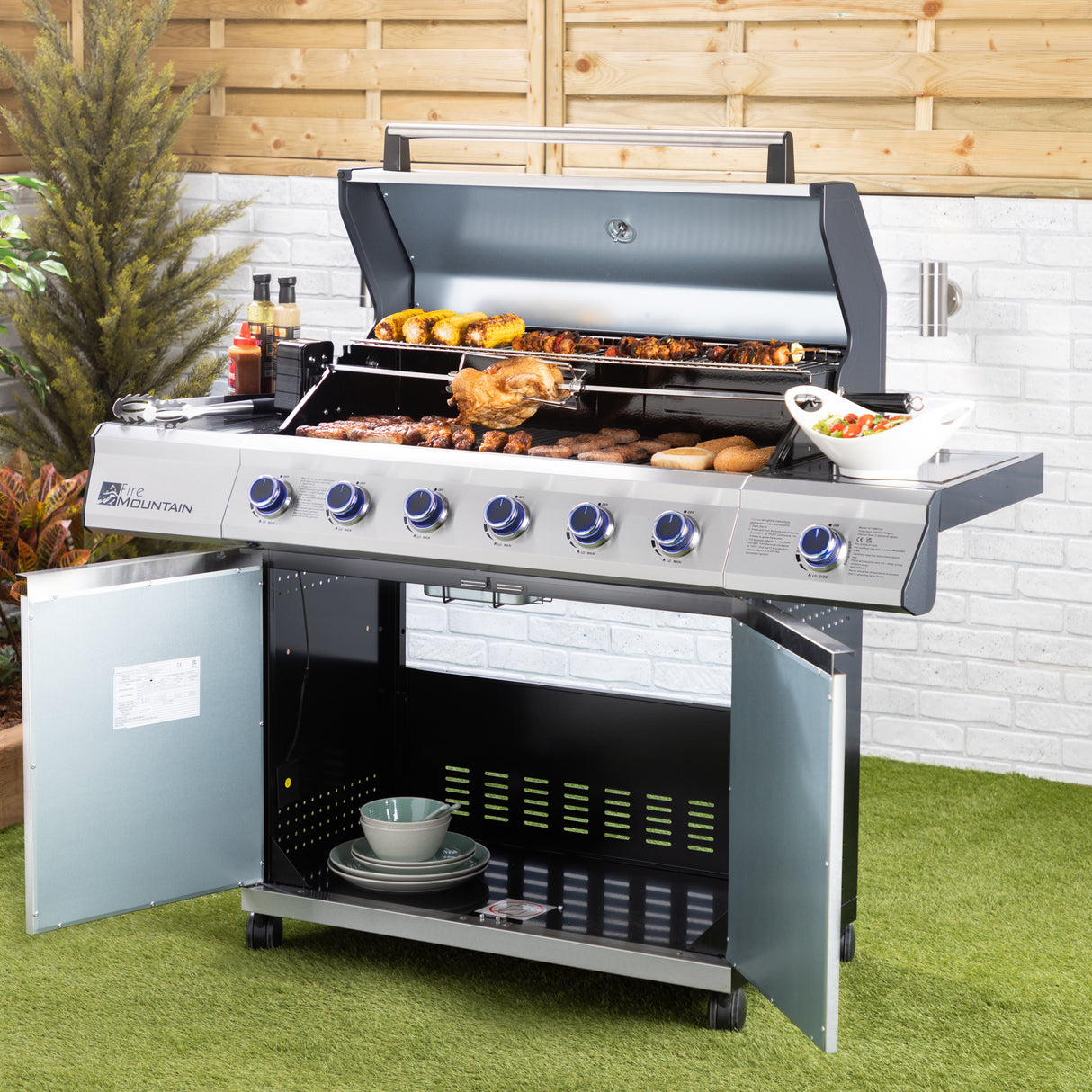 Fire Mountain Premier Plus 6 Burner Gas BBQ - Cover Included