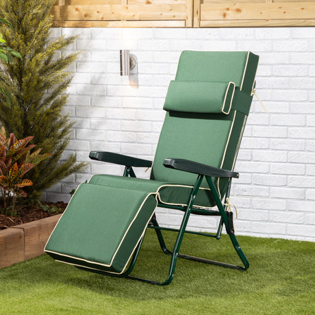 Alfresia Reclining Garden Chair – Green Frame with Luxury Cushion, Relaxer Style