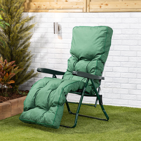 Alfresia Reclining Garden Chair – Green Frame with Classic Cushion, Relaxer Style