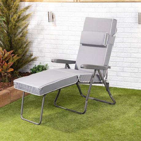 Alfresia Garden Sun Lounger and Cushion – Charcoal Frame with Luxury Cushion